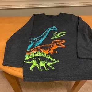 Gray dinosaur Long sleeve tee, size4t, dark gray
